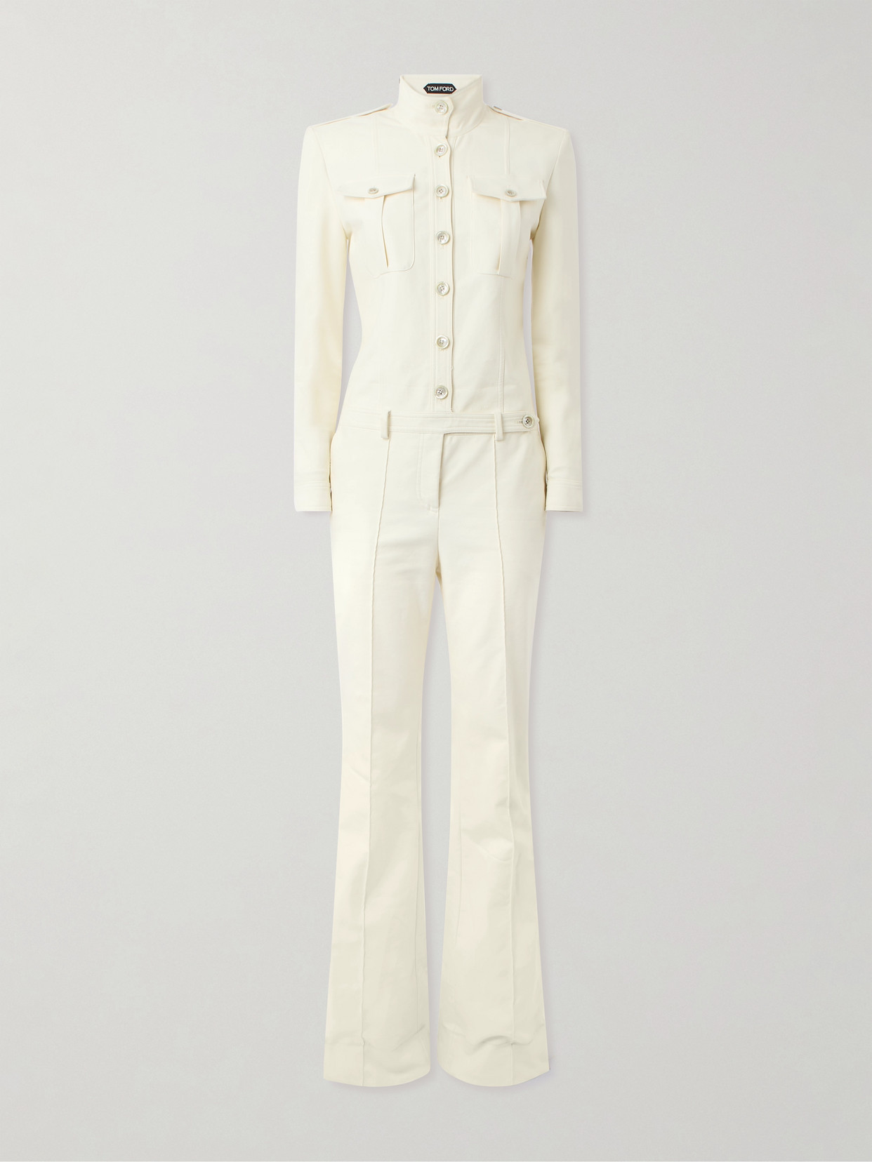 Tom Ford Cotton-twill Jumpsuit In Off-white