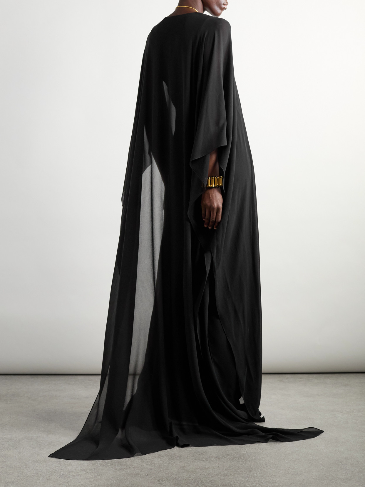 Tom Ford Cape-effect Silk-chiffon Gown In Black