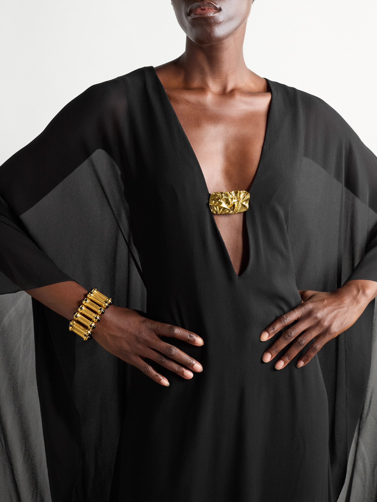 Tom Ford Cape-effect Silk-chiffon Gown In Black