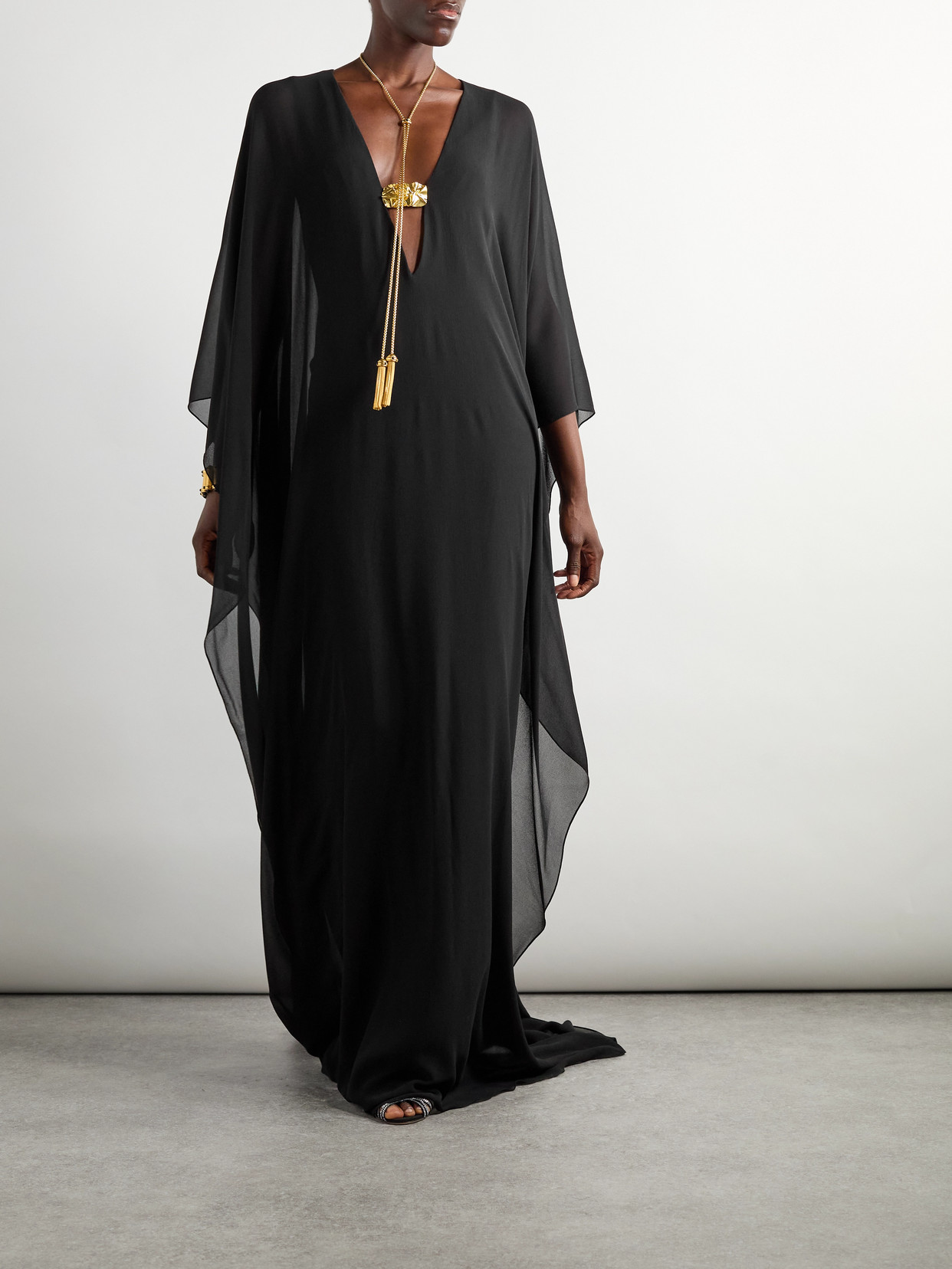 Tom Ford Cape-effect Silk-chiffon Gown In Black