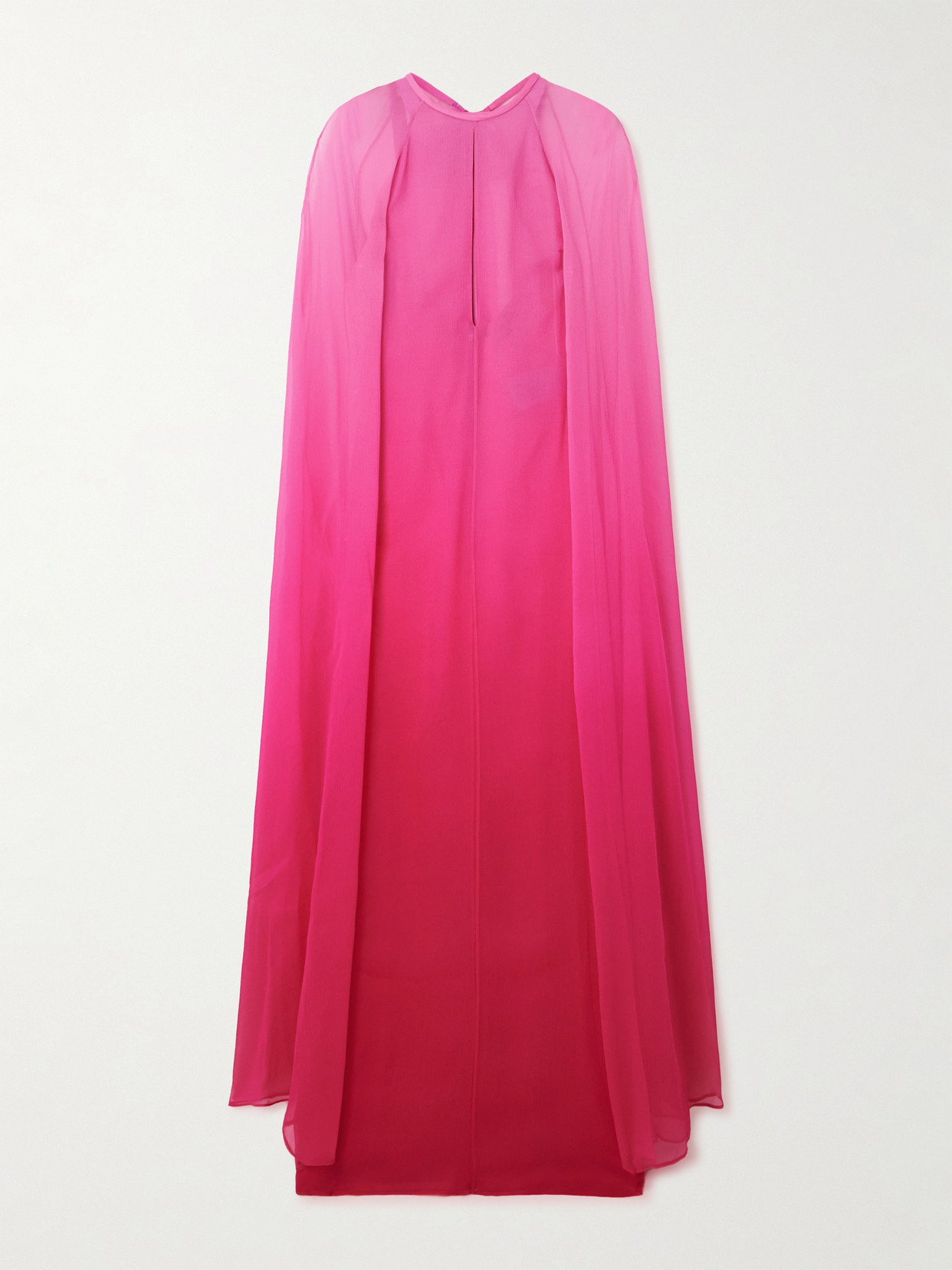 Tom Ford Cape-effect Dégradé Silk-crepon Gown In Pink