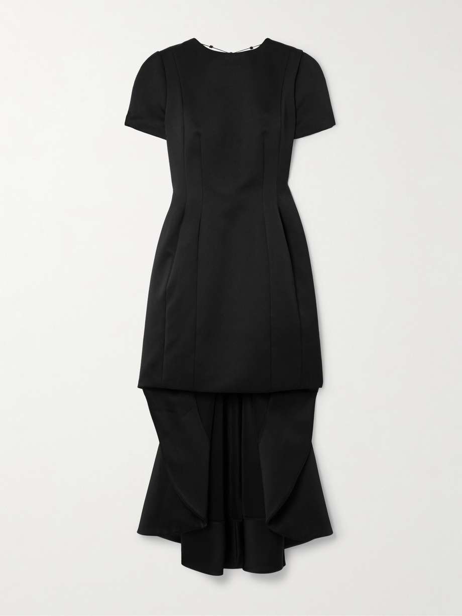 asymmetric open-back crystal-embellished satin-crepe mini dress