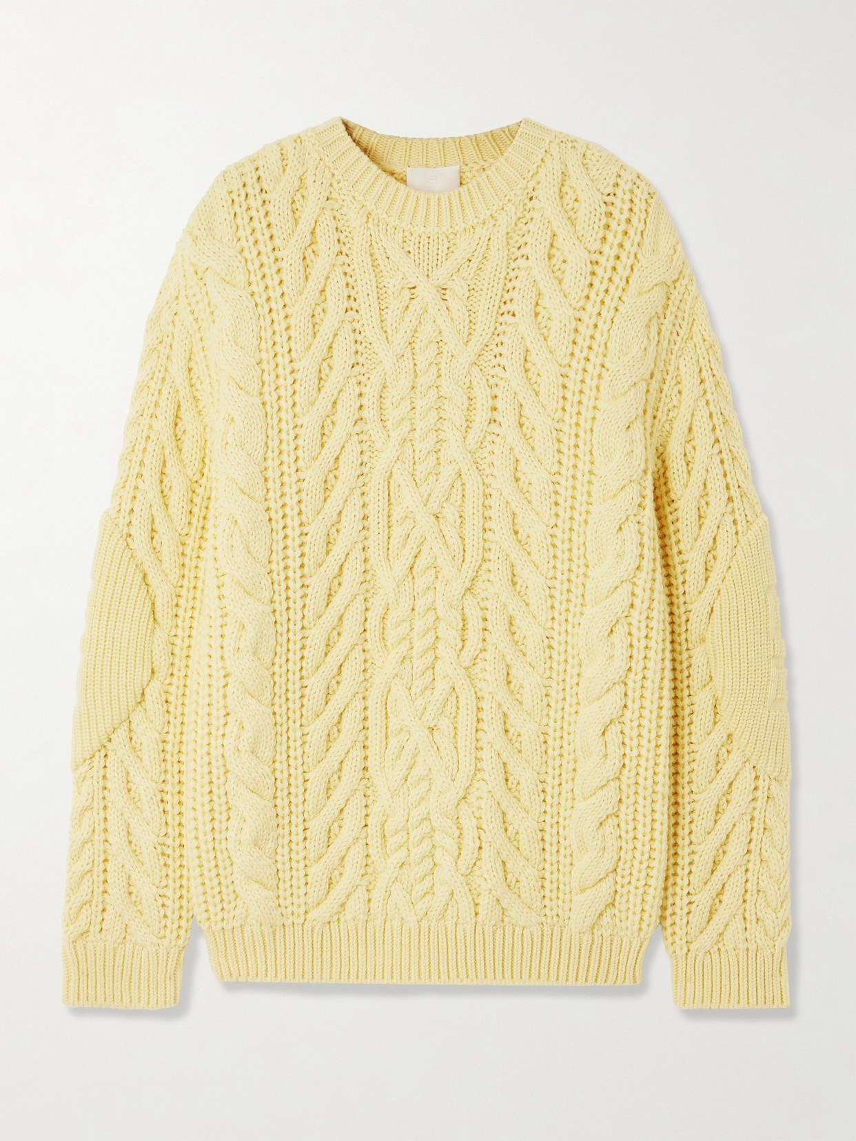 Givenchy Womens Monogram Cable-knit Wool-blend Jumper Pale Yellow In Yellow