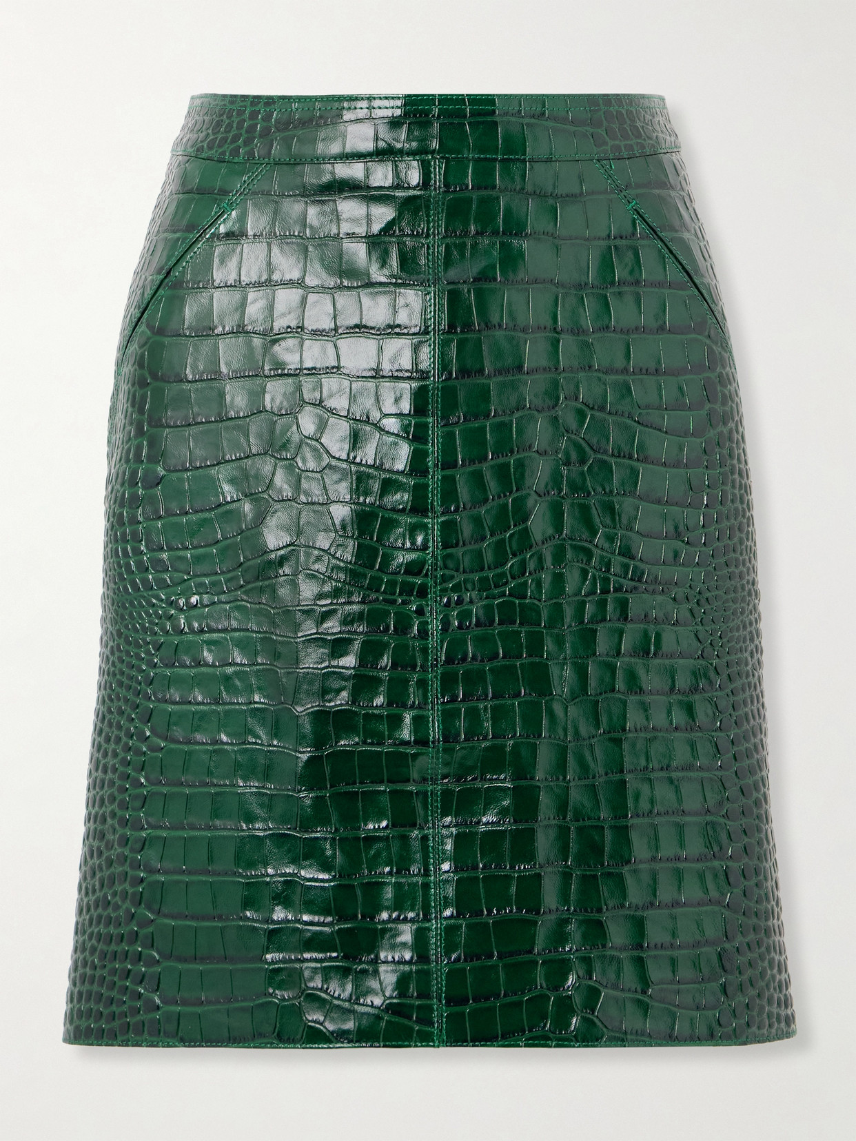 Tom Ford Croc-effect Leather Skirt In Green