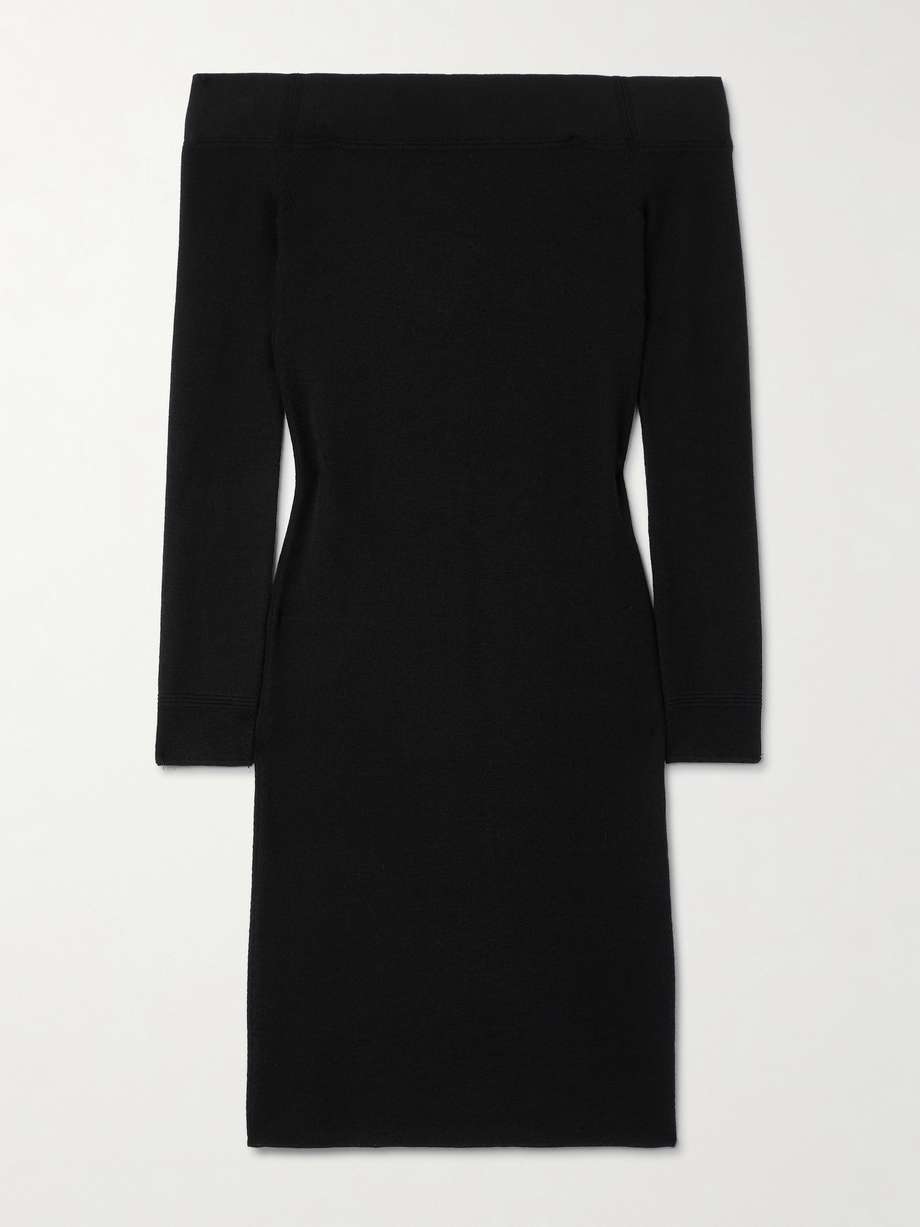 off-the-shoulder cashmere and silk-blend dress