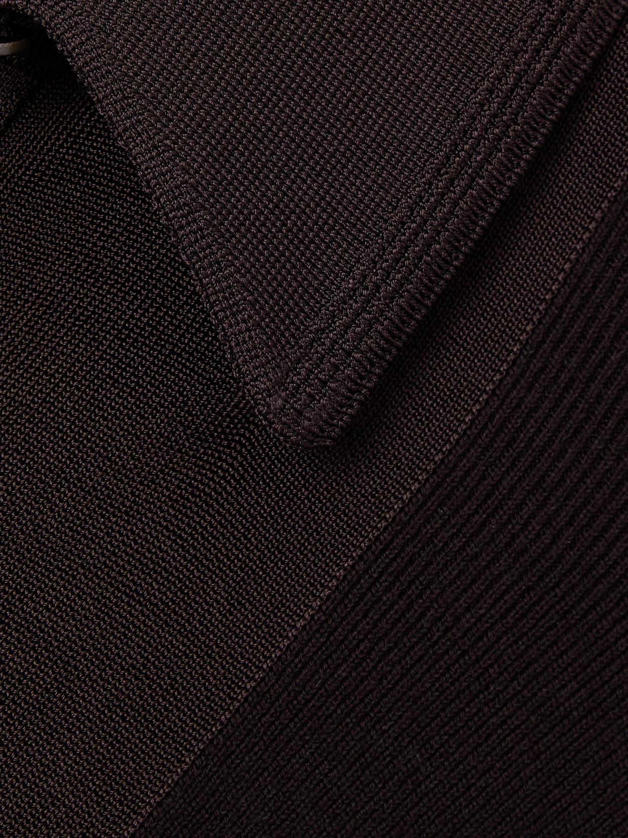 Tom Ford Ribbed Wool-blend Polo Gown In Brown