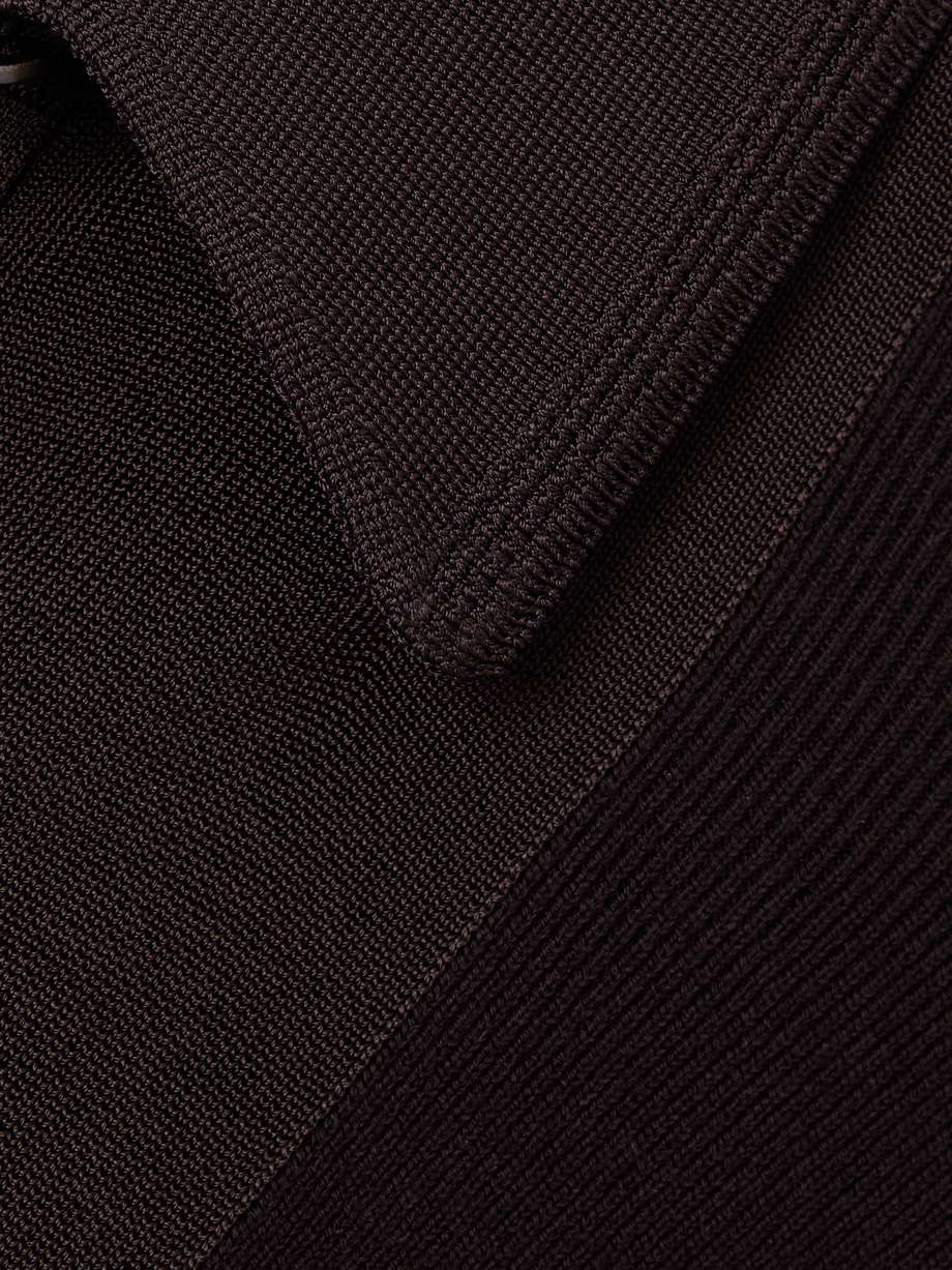ribbed wool-blend polo gown