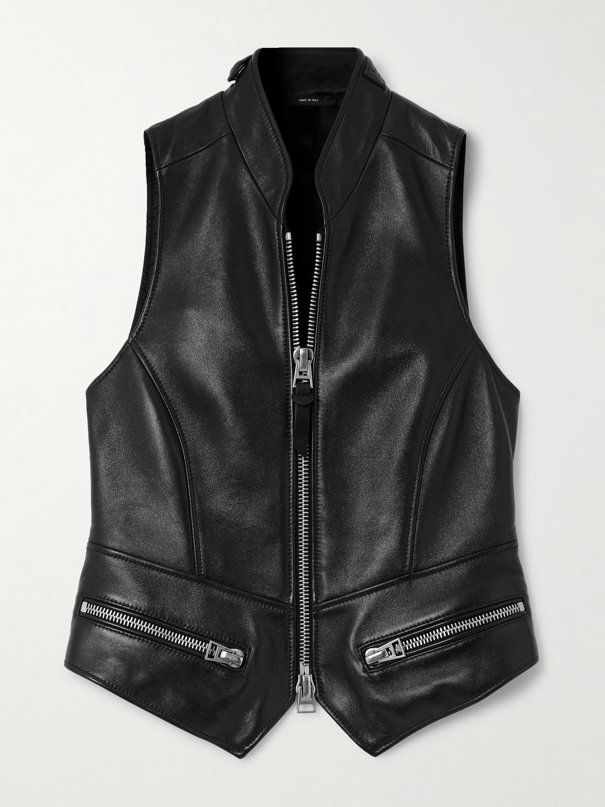 Tom Ford Leather Vest In Black