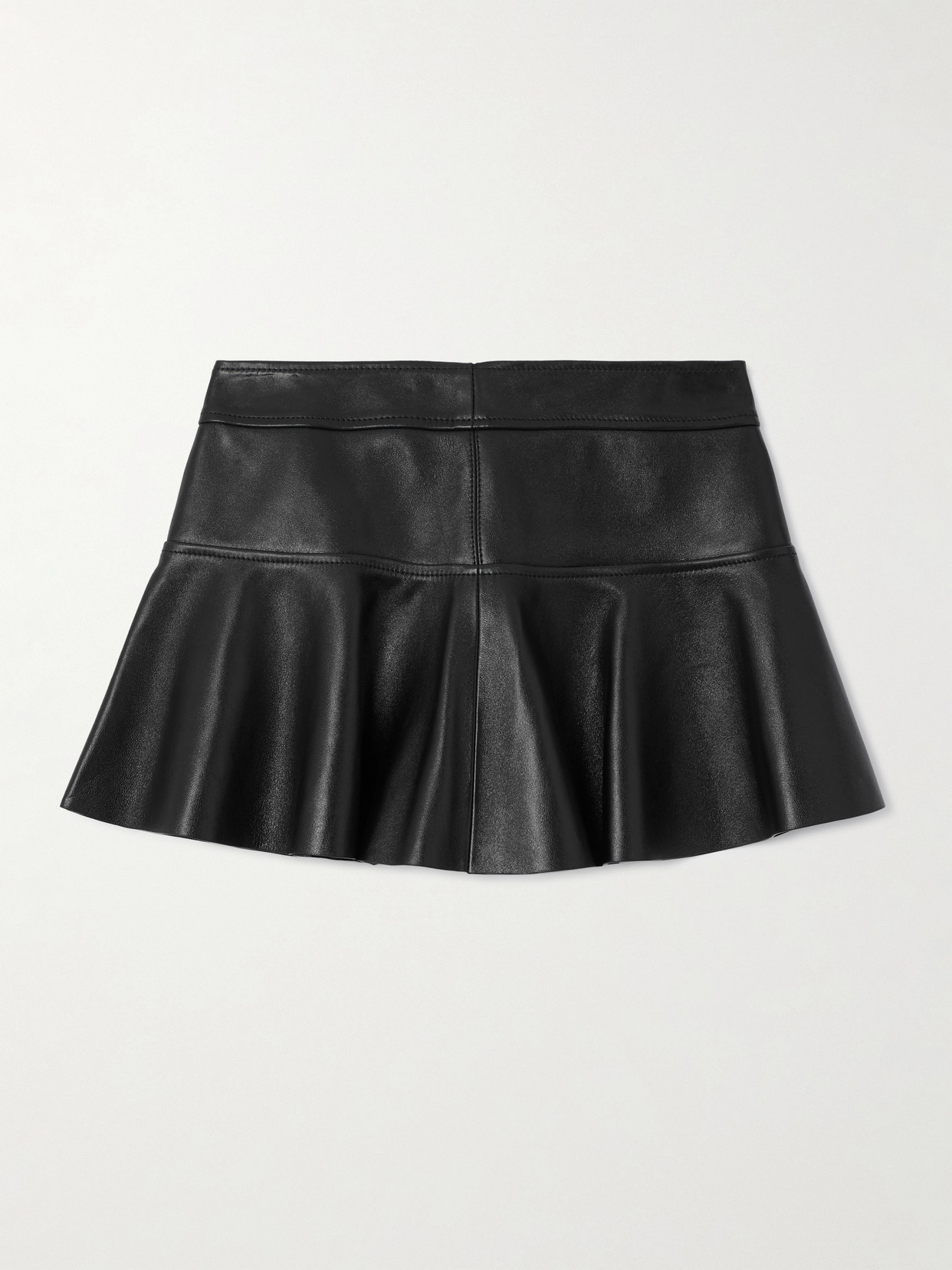 Tom Ford Ruffled Leather Mini Skirt In Black