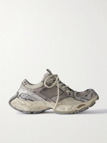 Balenciaga Stapler distressed mesh and rubber sneakers