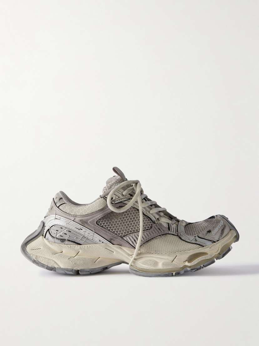 Balenciaga Stapler Distressed Mesh And Rubber Sneakers