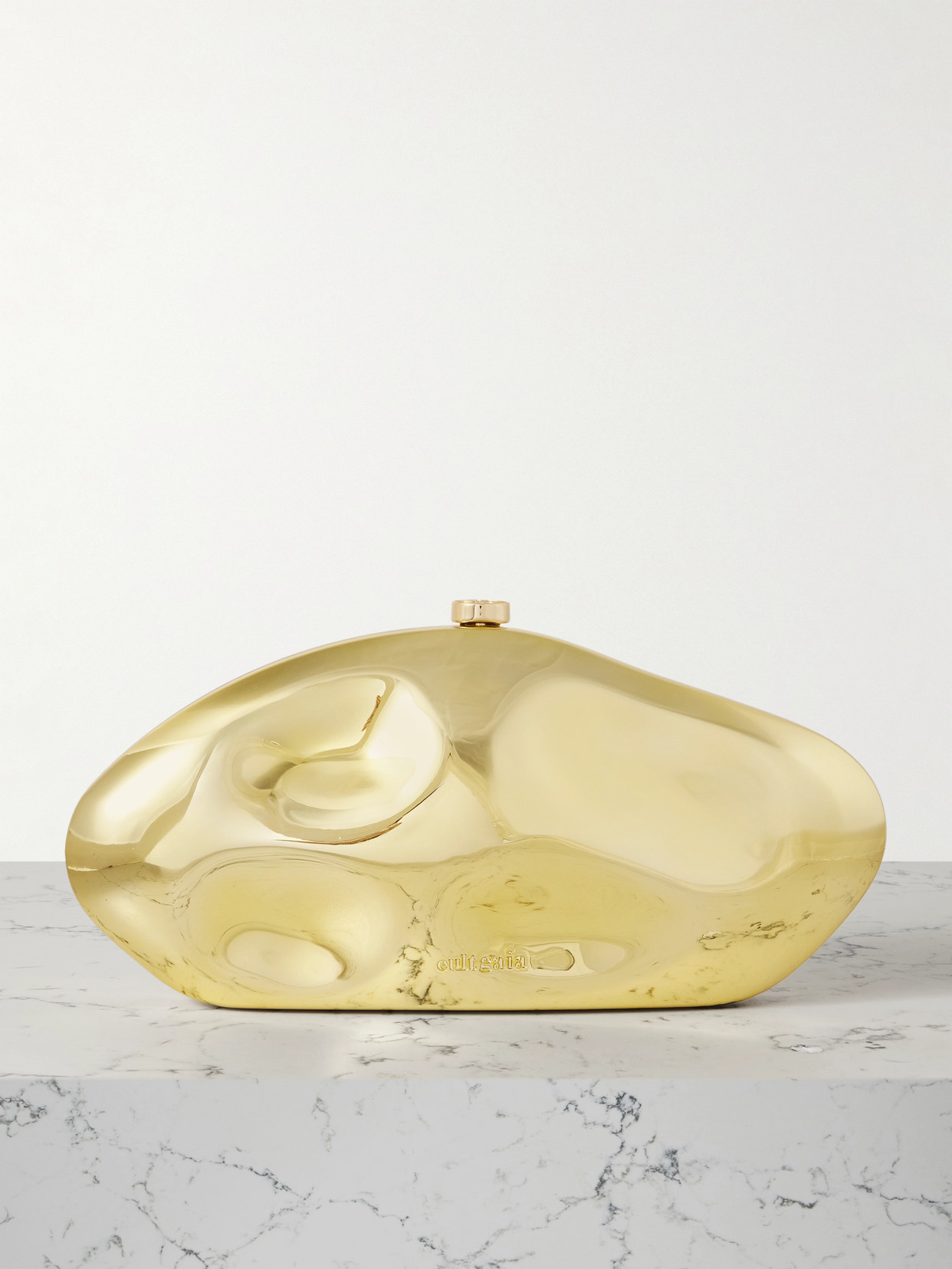 Cult Gaia Caldera Metallic Acrylic Clutch In Gold