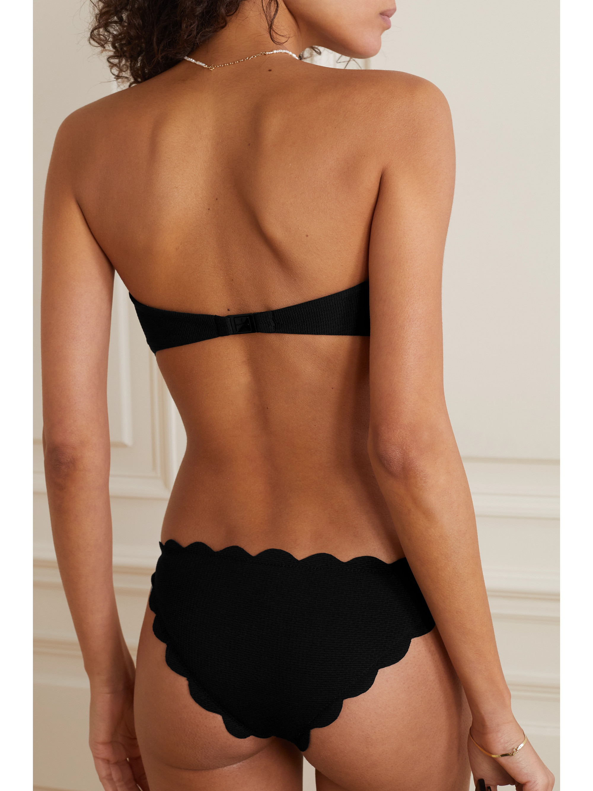 Marysia Antibes scalloped recycled-seersucker bikini top