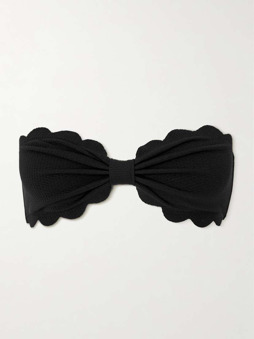 Marysia Antibes Scalloped Recycled-seersucker Bikini Top