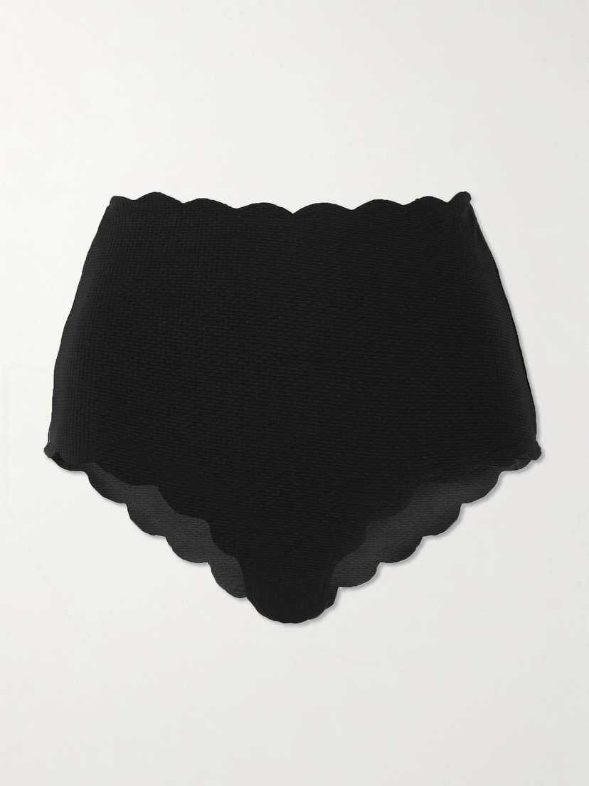 Marysia Santa Monica Scalloped Recycled-seersucker Bikini Briefs