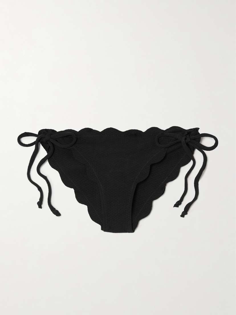 Marysia Mott Scalloped Recycled-seersucker Bikini Briefs