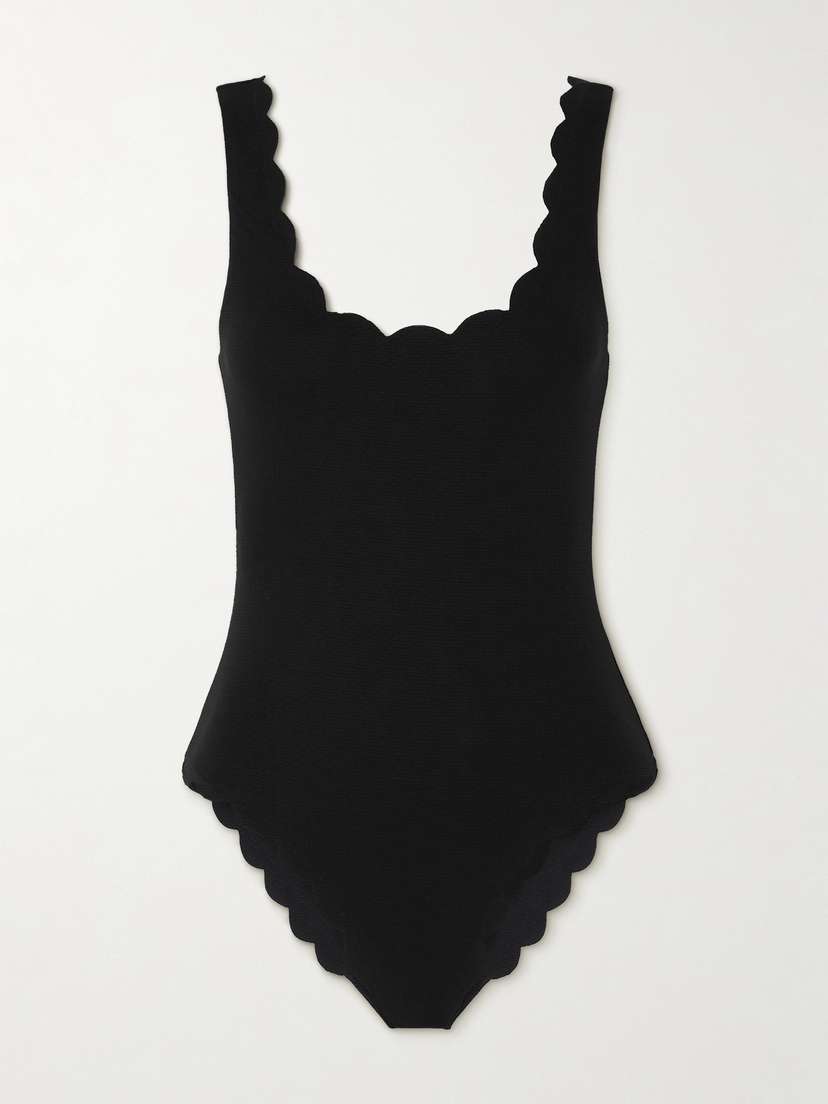 Marysia Palm Springs Scalloped Recycled-seersucker Swimsuit