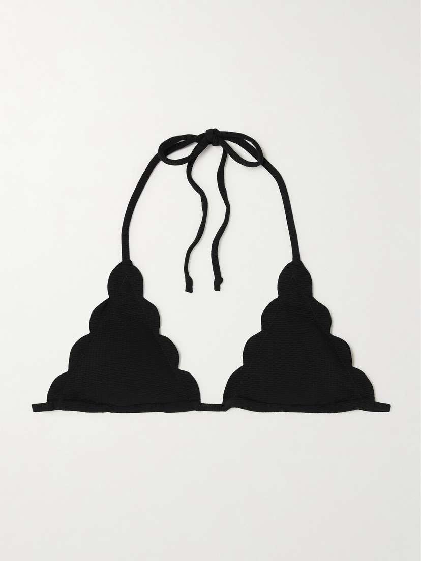 Marysia Broadway Scalloped Recycled Seersucker Bikini Top