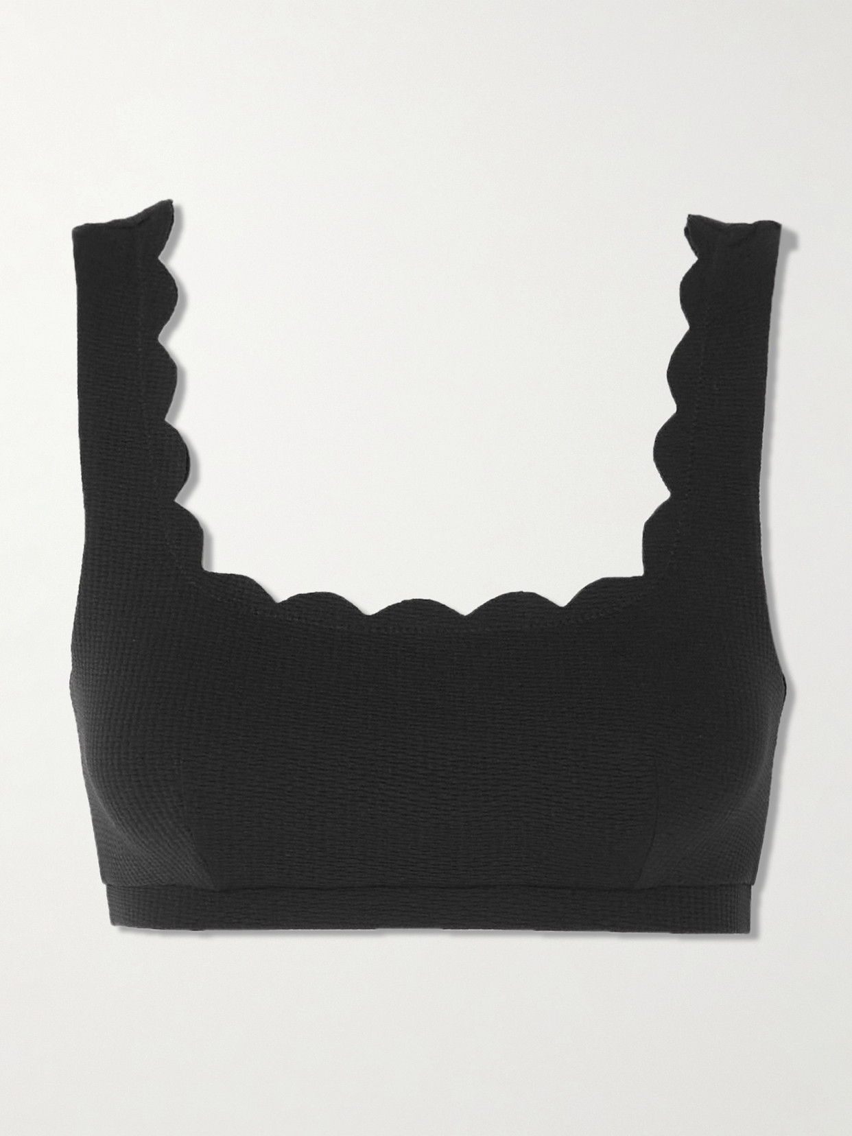 MARYSIA PALM SPRINGS SCALLOPED RECYCLED-SEERSUCKER BIKINI TOP