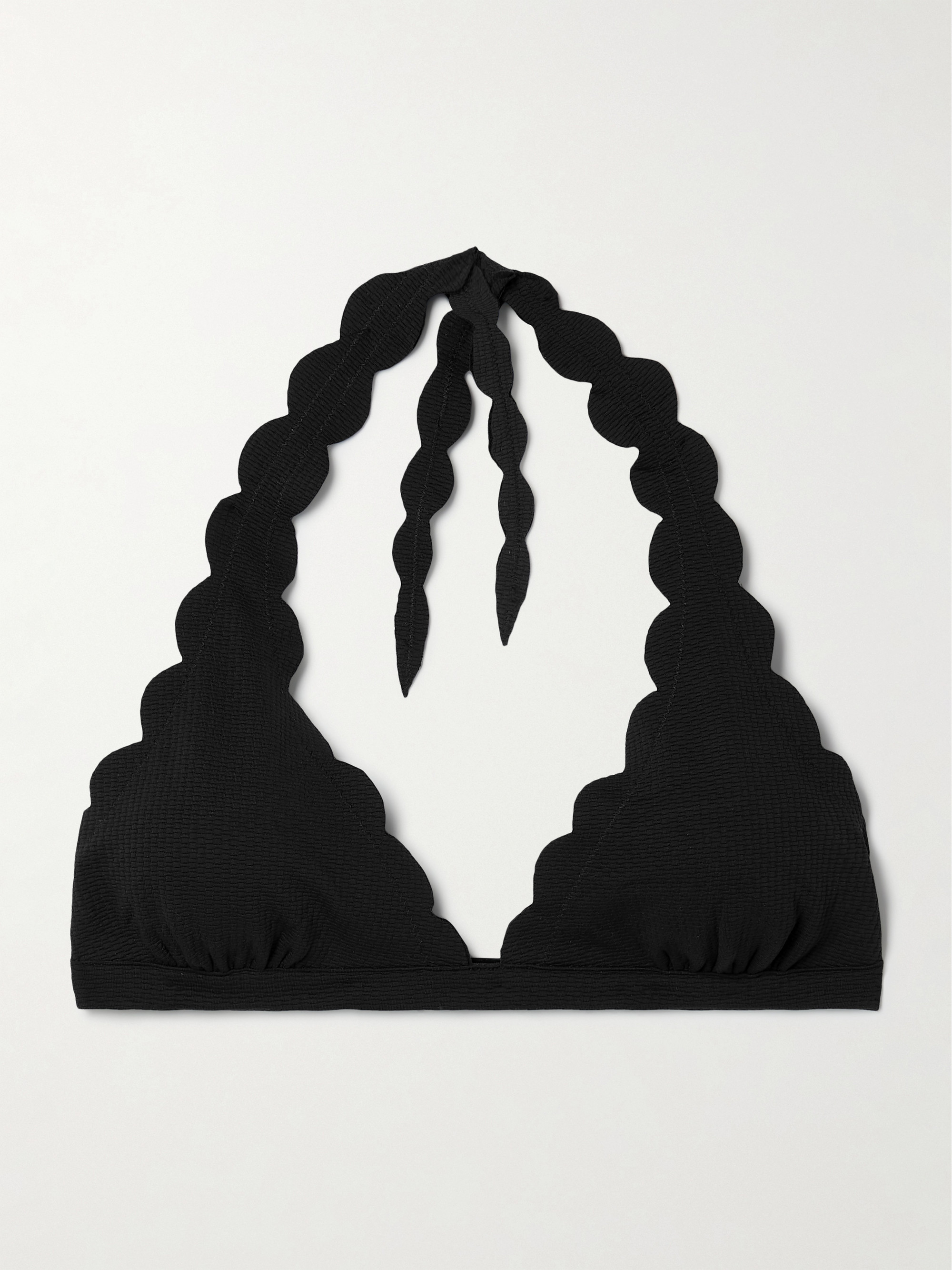 Marysia Spring scalloped recycled-crepe halterneck bikini top thumbnail