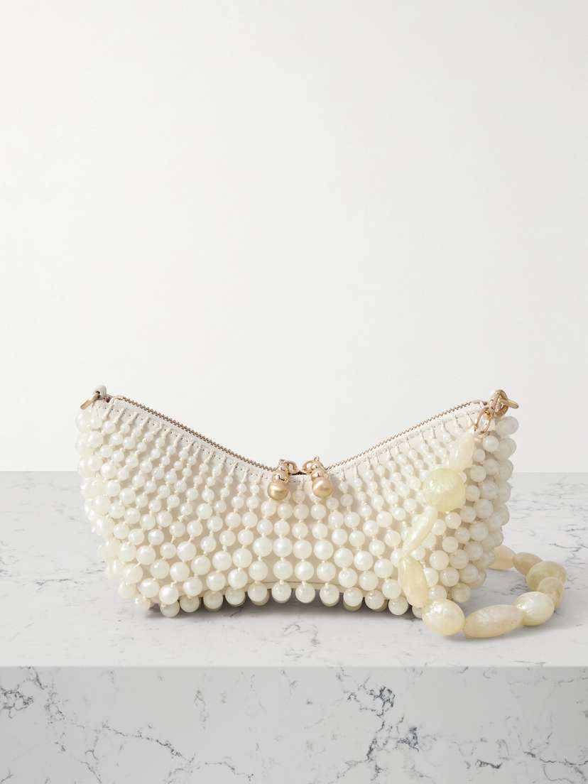 Cult Gaia Mercier Beaded Leather Clutch