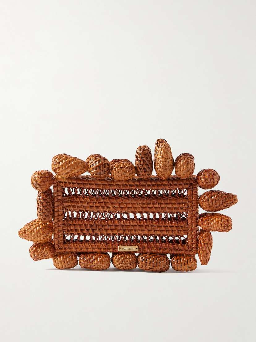 Cult Gaia Akira Woven Rattan Clutch