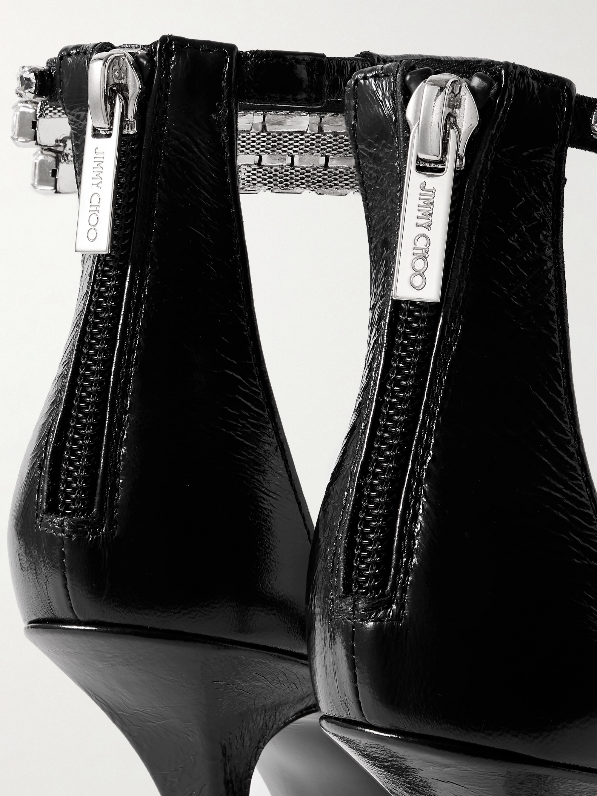 JIMMY CHOO - Verity 100 crystal-embellished leather sandals | Plush