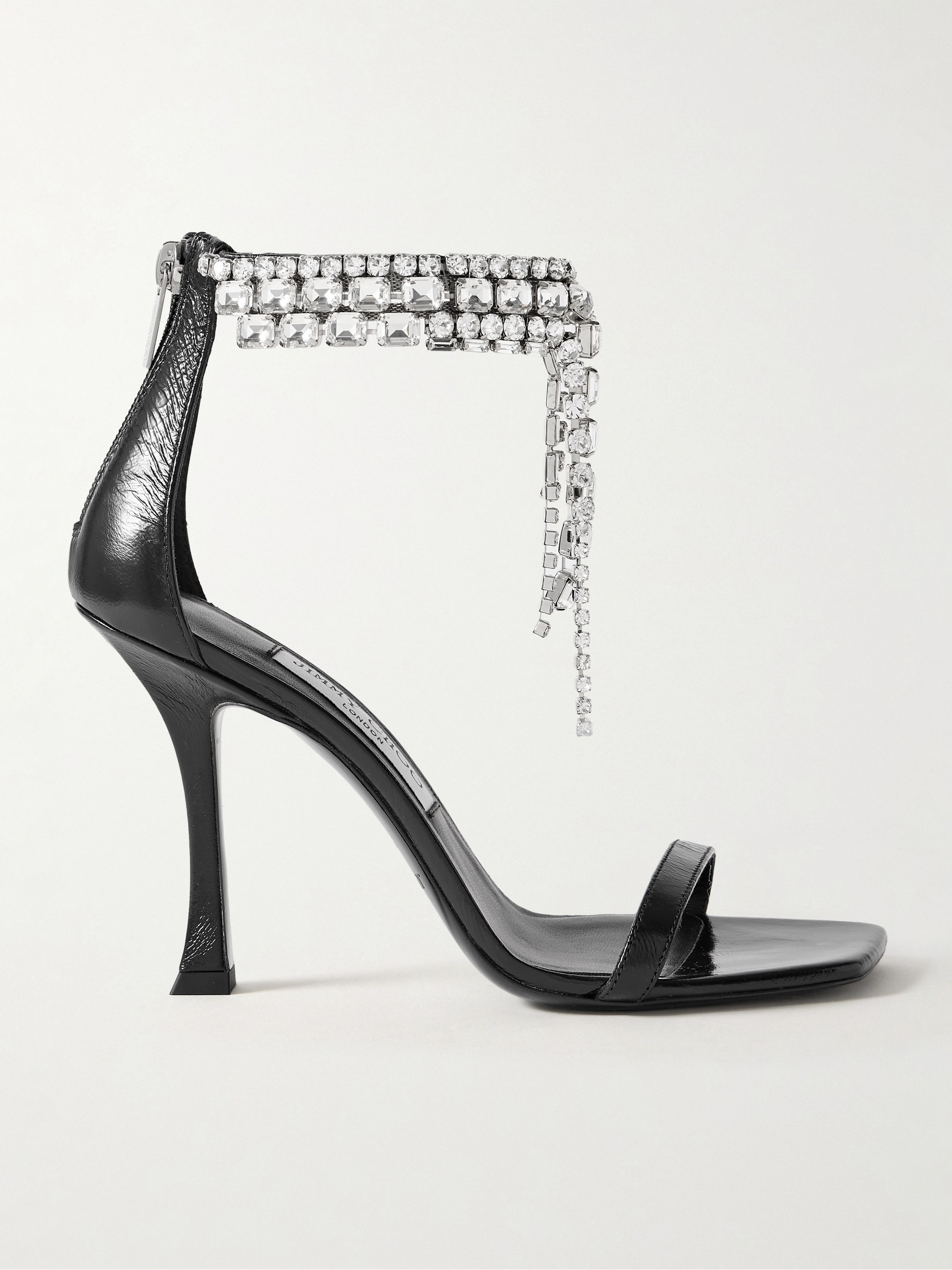 JIMMY CHOO - Verity 100 crystal-embellished leather sandals | Plush