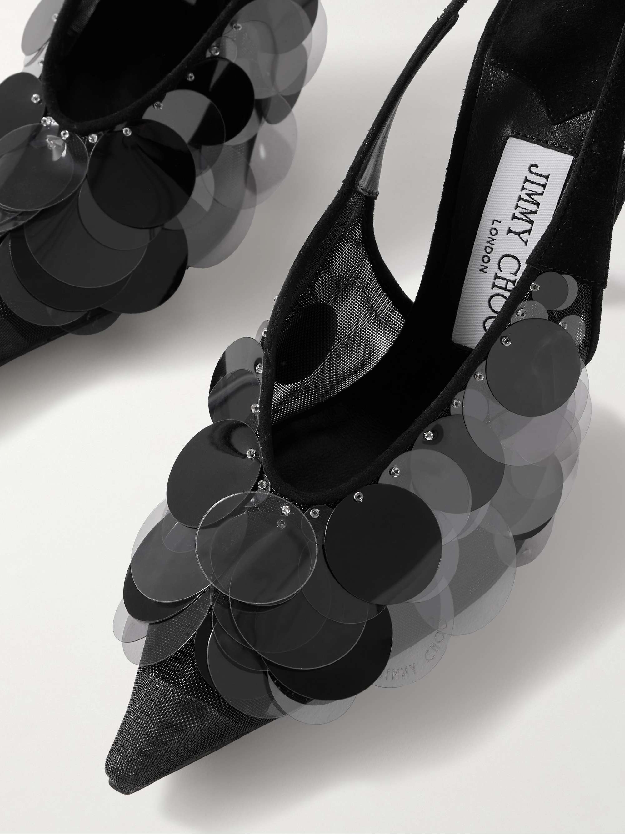 JIMMY CHOO Isa 95 メッシュ スリングバックパンプス スエード JIMMY CHOO Isa 95 メッシュ スリングバックパンプス スエード