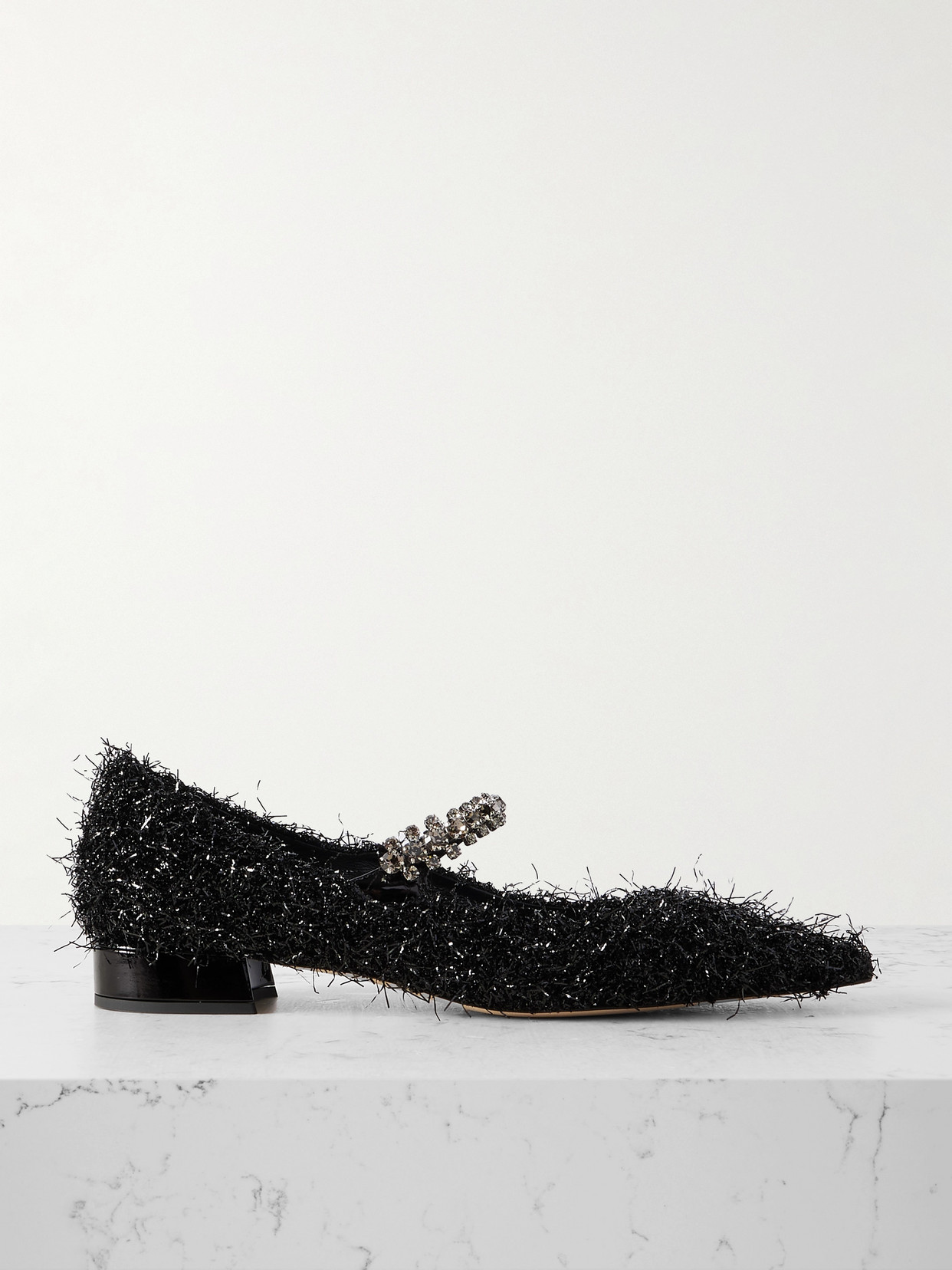 Jimmy Choo - Bing 25 Crystal-Embellished Tinsel Pumps - Black