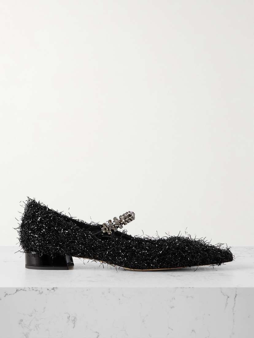Jimmy Choo Bing 25 Crystal-embellished Tinsel Pumps