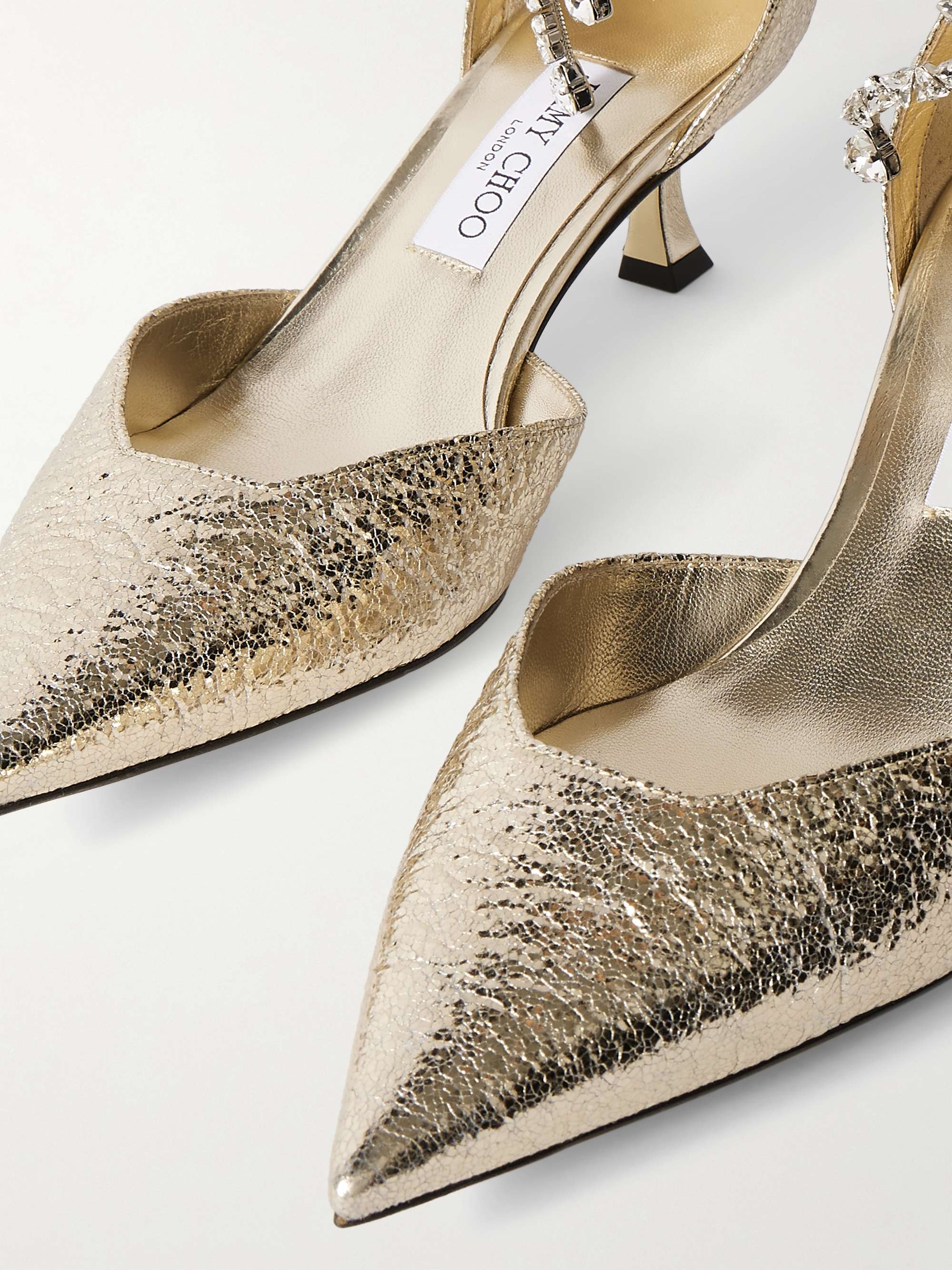 JIMMY CHOO Stevie 50 crystal-embellished metallic textured JIMMY CHOO Stevie 50 crystal-embellished metallic textured