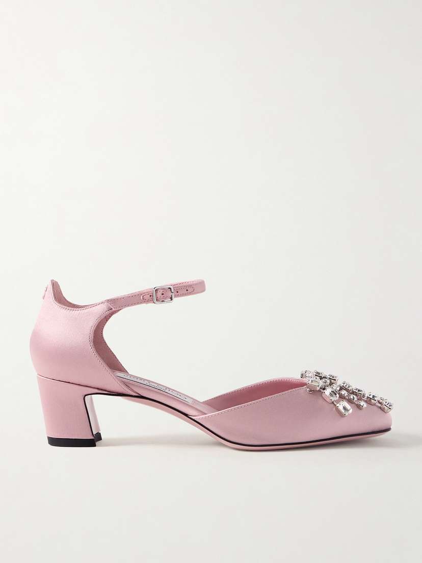 Jimmy Choo Verity 45 Crystal-embellished Satin Mary Jane Pumps