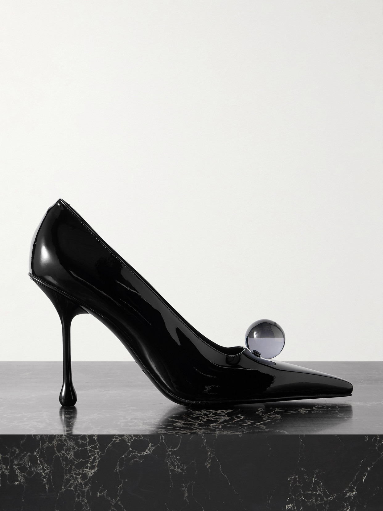 Jimmy Choo - Orb 95 Embellished Patent-leather Pumps - Black