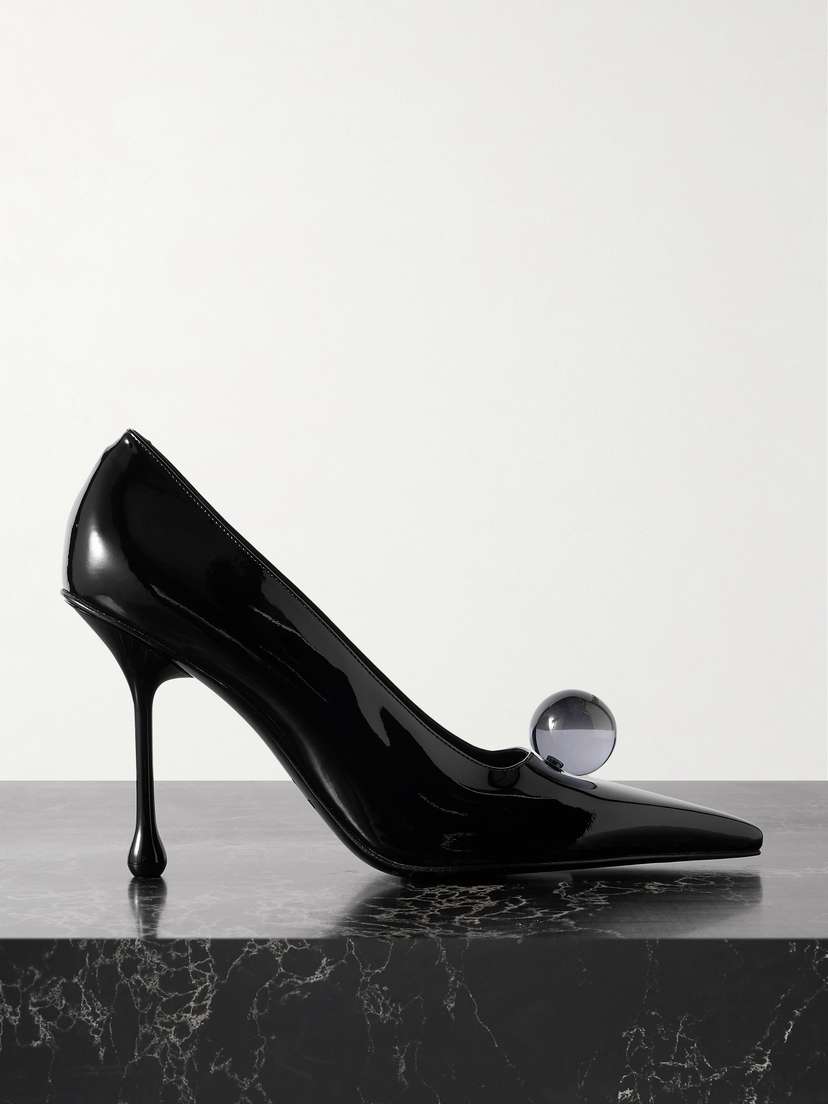 Jimmy Choo Orb 95 Embellished Patent-leather Pumps