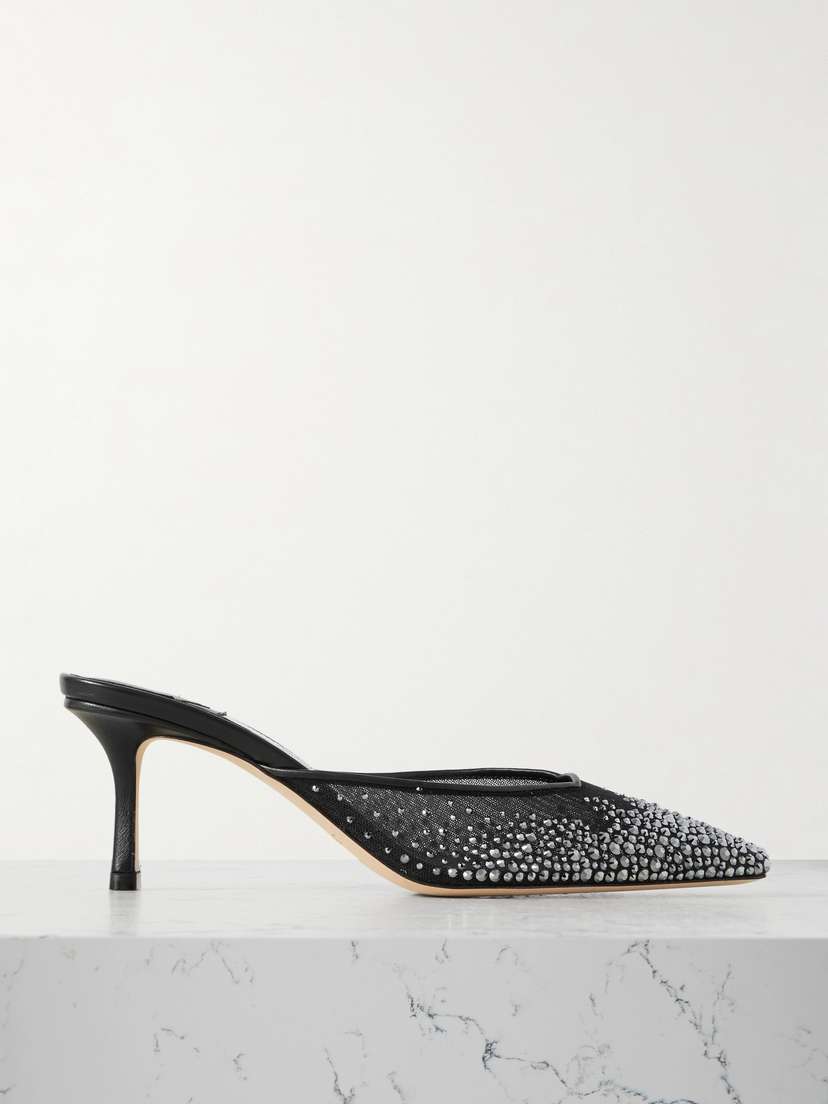 Jimmy Choo Vivi 65 Crystal-embellished Mesh Mules