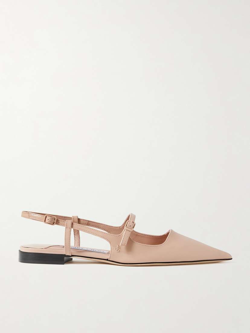 Jimmy Choo Didi Patent-leather Slingback Point-toe Flats