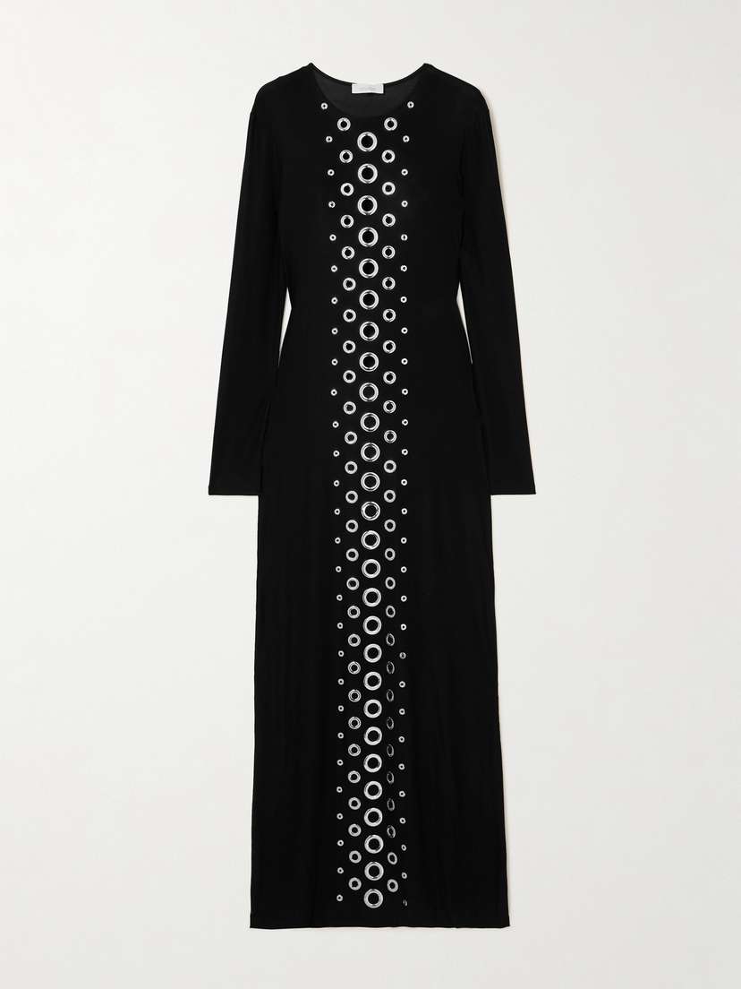 Rabanne Eyelet-embellished Stretch-jersey Maxi Dress