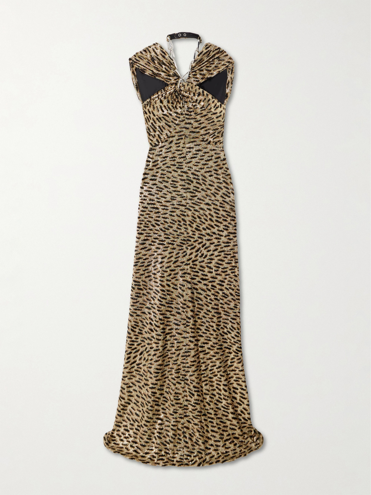 Rabanne Embellished Leopard-print Fil Coupé Lamé Maxi Dress In Multi