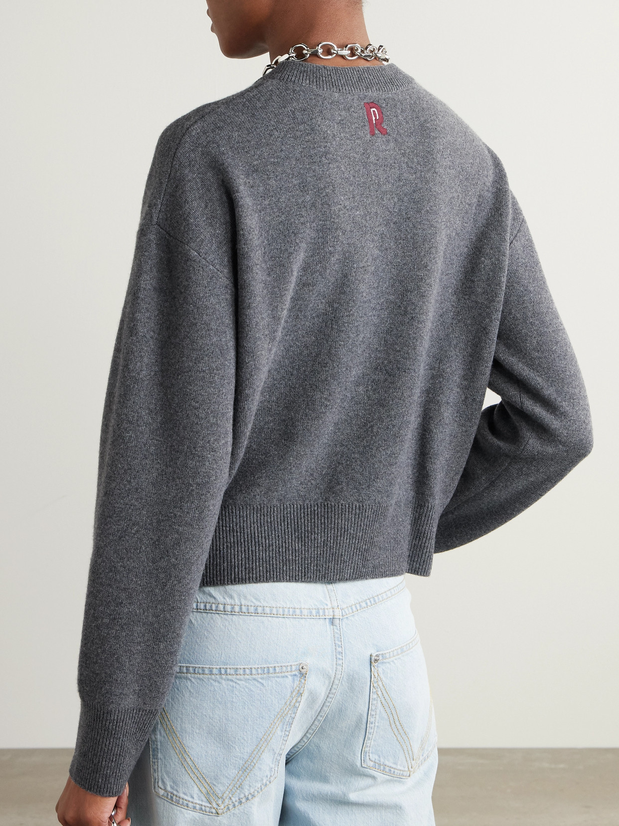Rabanne Embroidered Wool-cashmere Cardigan In Gray