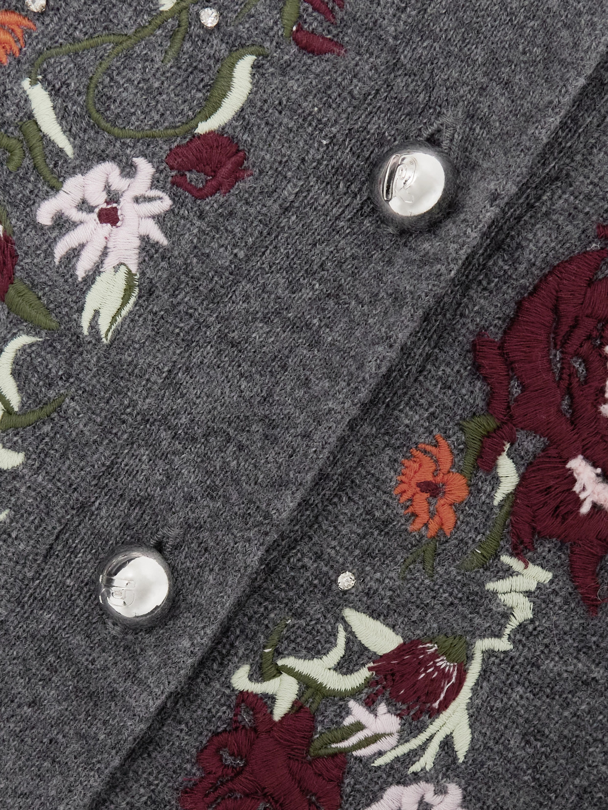 Rabanne Embroidered Wool-cashmere Cardigan In Gray