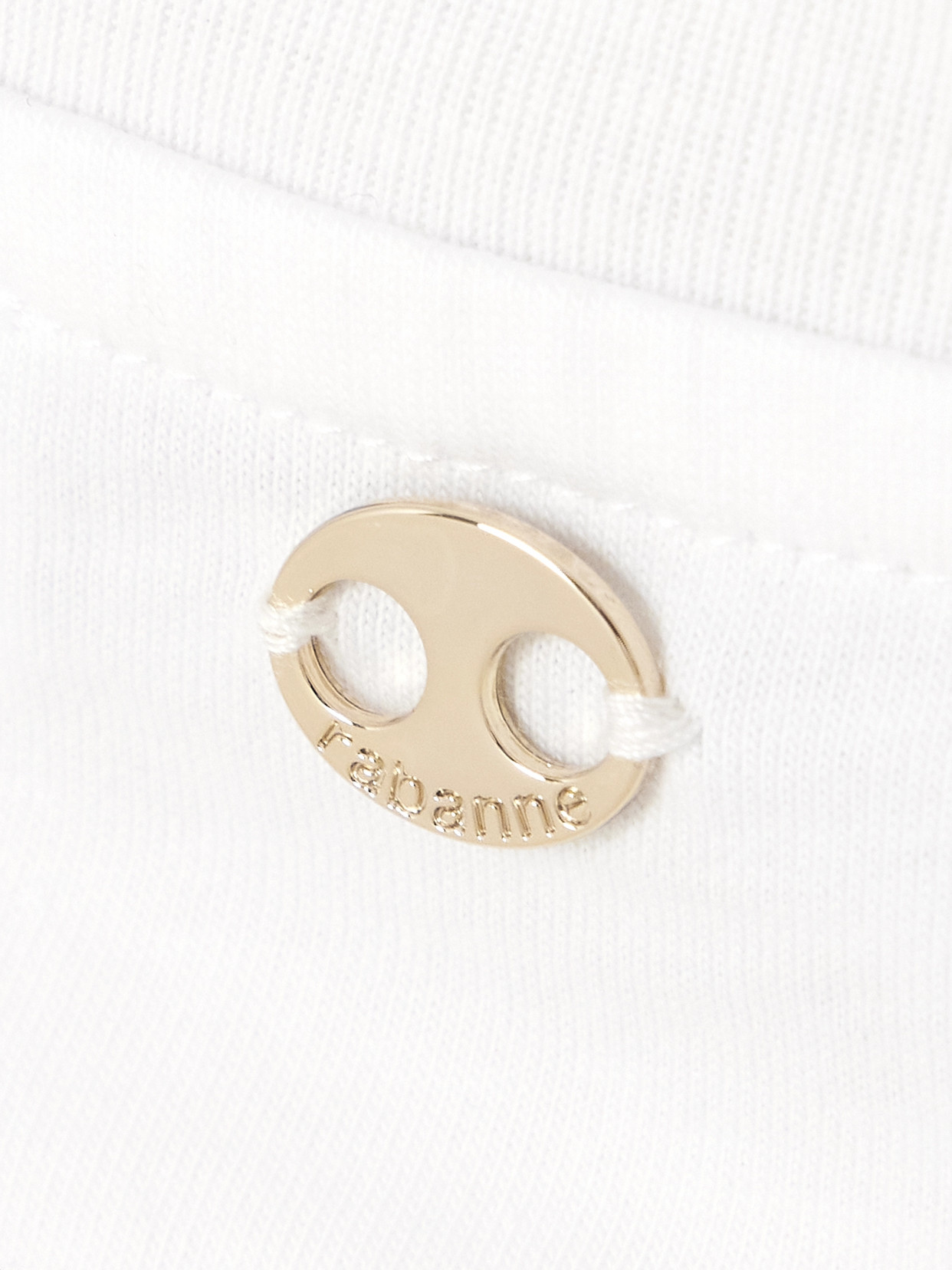 Rabanne White Crewneck Top With Short Sleeves And Ruched Cut-out On The Front In Cotton Woman