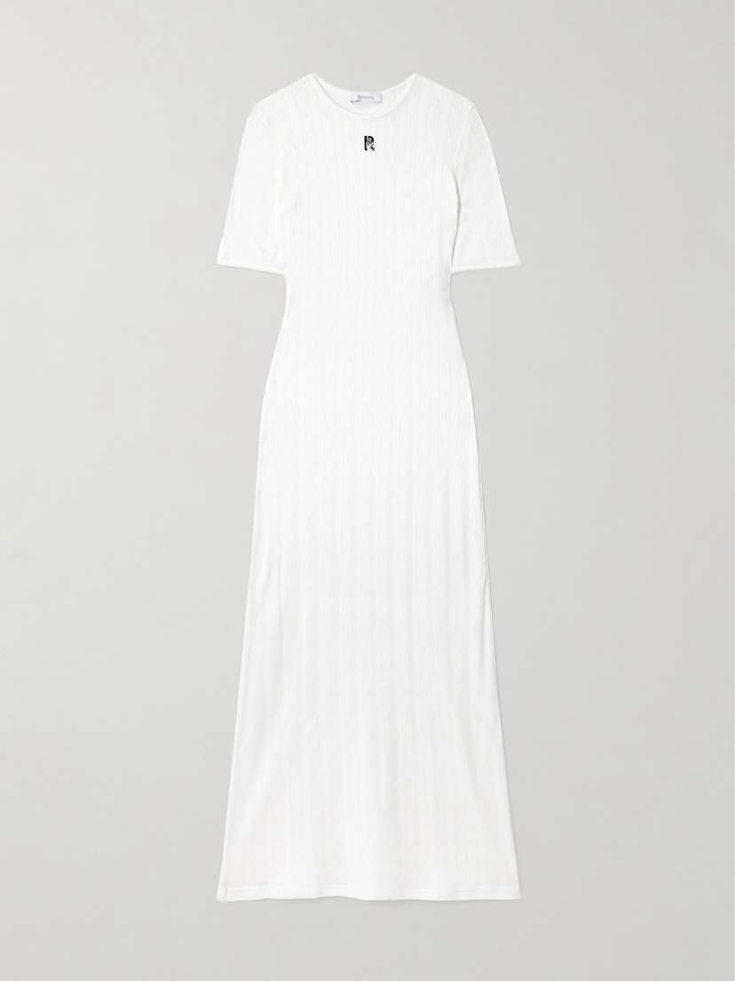 Rabanne Embellished Pointelle-knit Cotton Maxi Dress