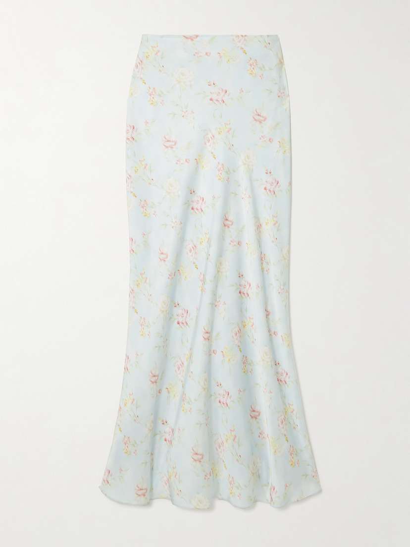 Rabanne Floral-print Satin Maxi Skirt