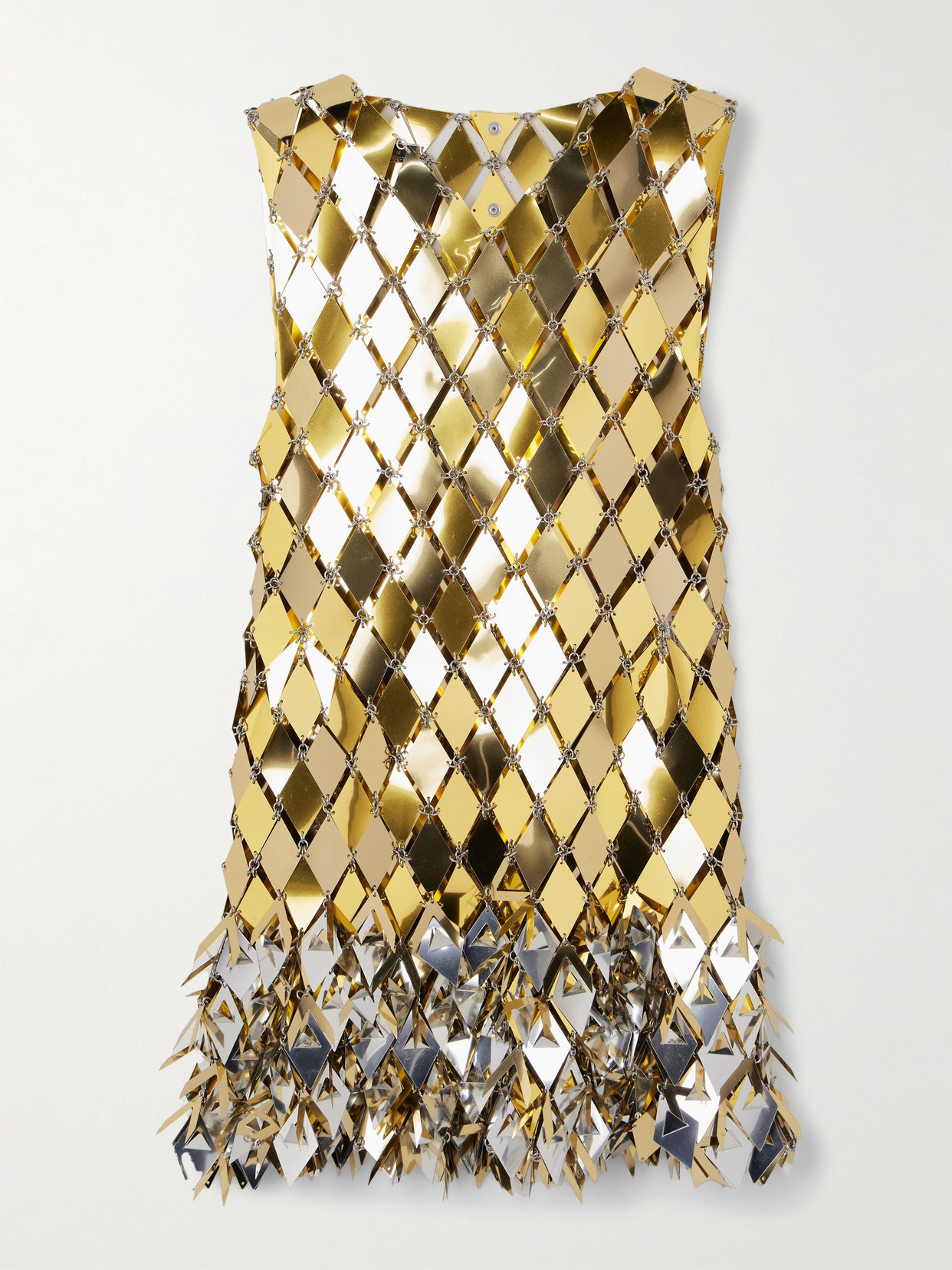 Rabanne Iconic Sparkle Discs Mini Dress In Gold
