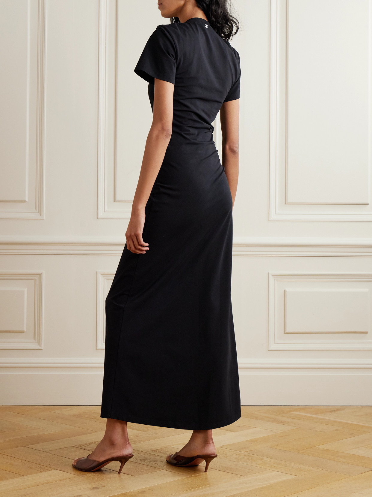 Rabanne Embellished Cutout Jersey Maxi Dress In Black