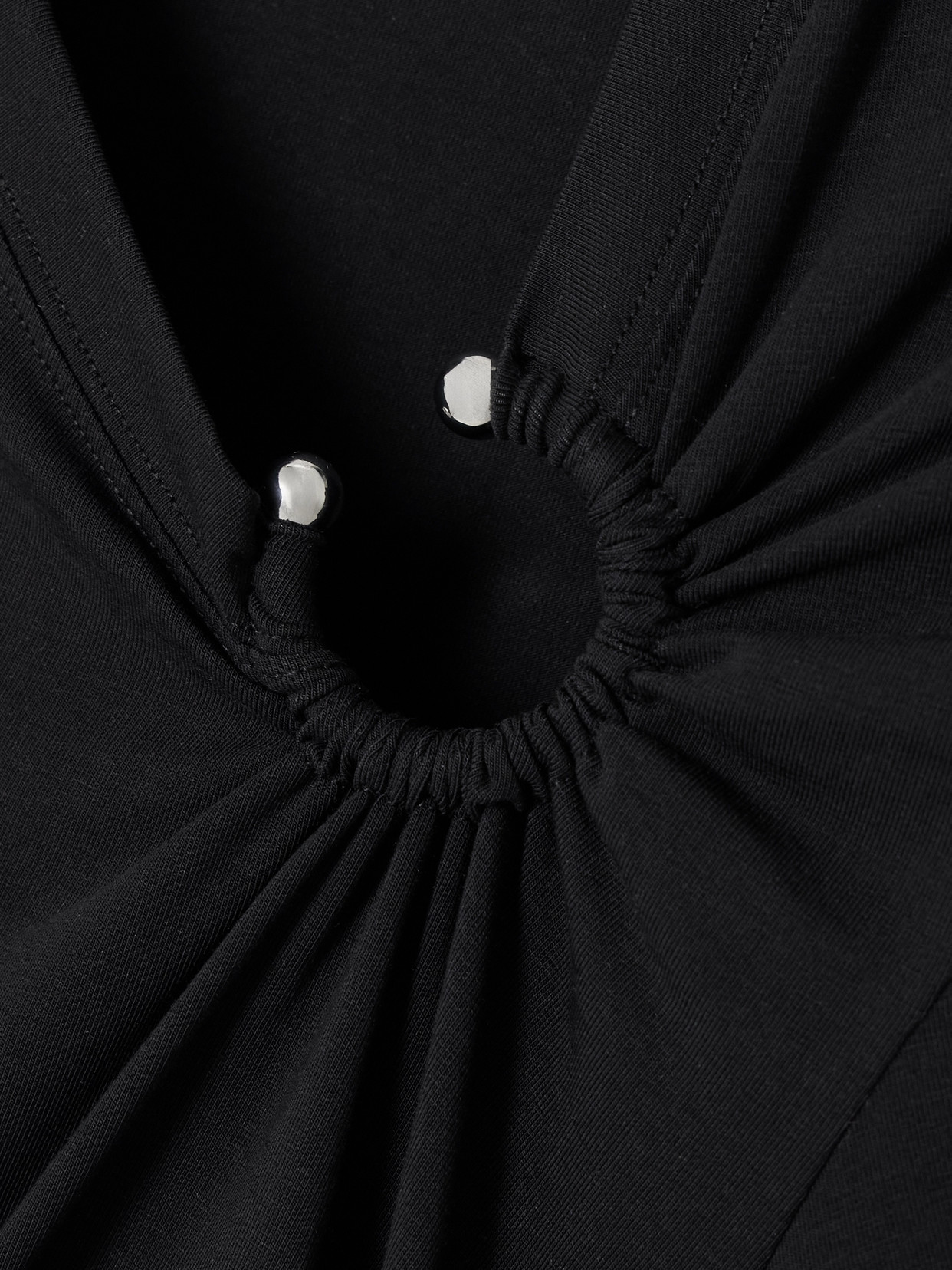 Rabanne Embellished Cutout Jersey Maxi Dress In Black