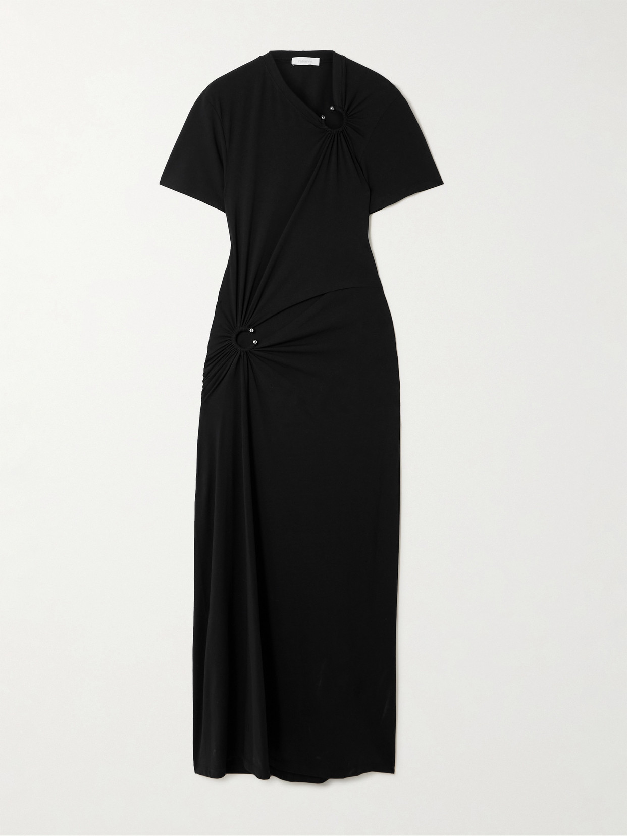 Rabanne Embellished Cutout Jersey Maxi Dress In Black