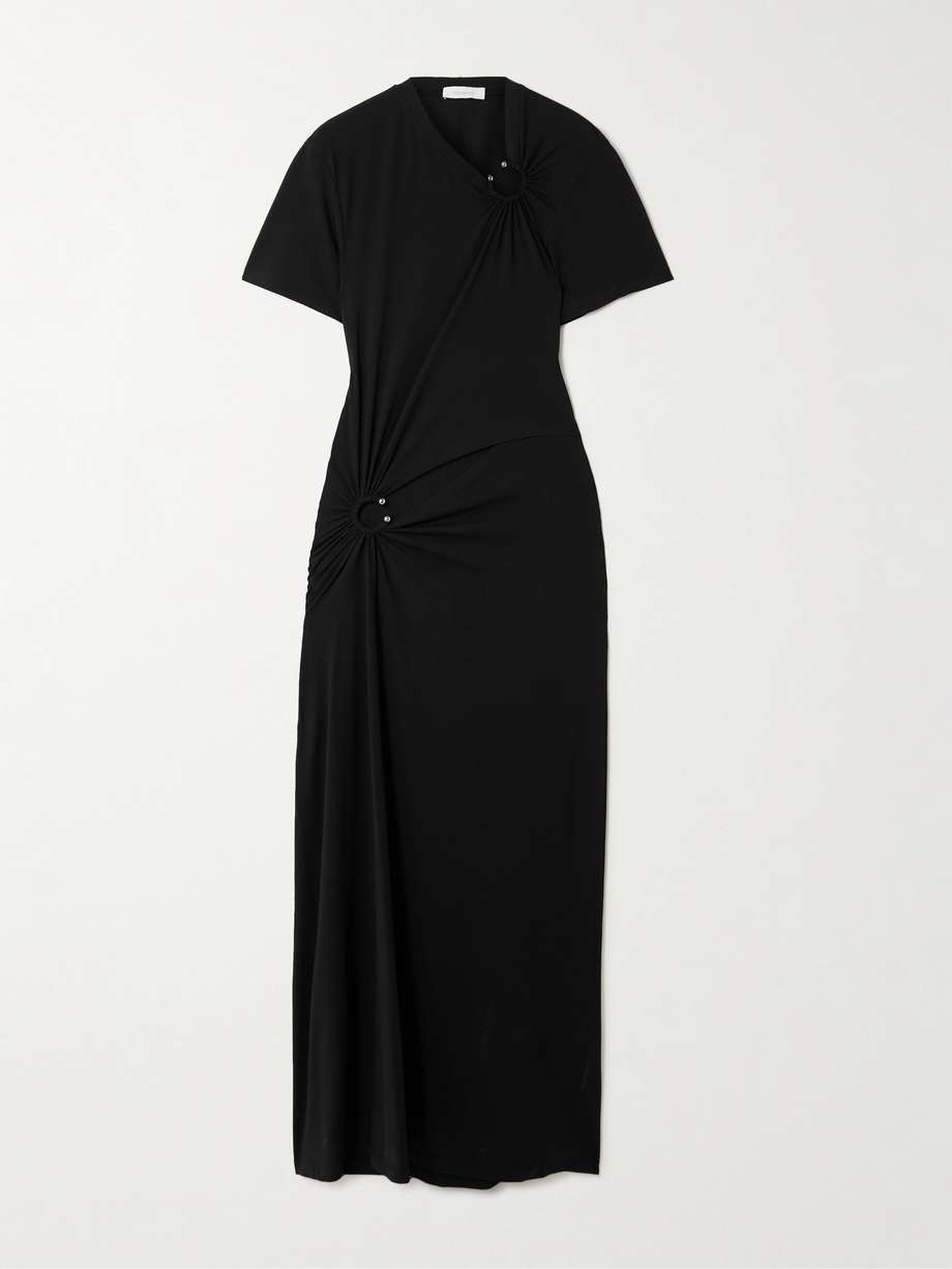 embellished cutout jersey maxi dress