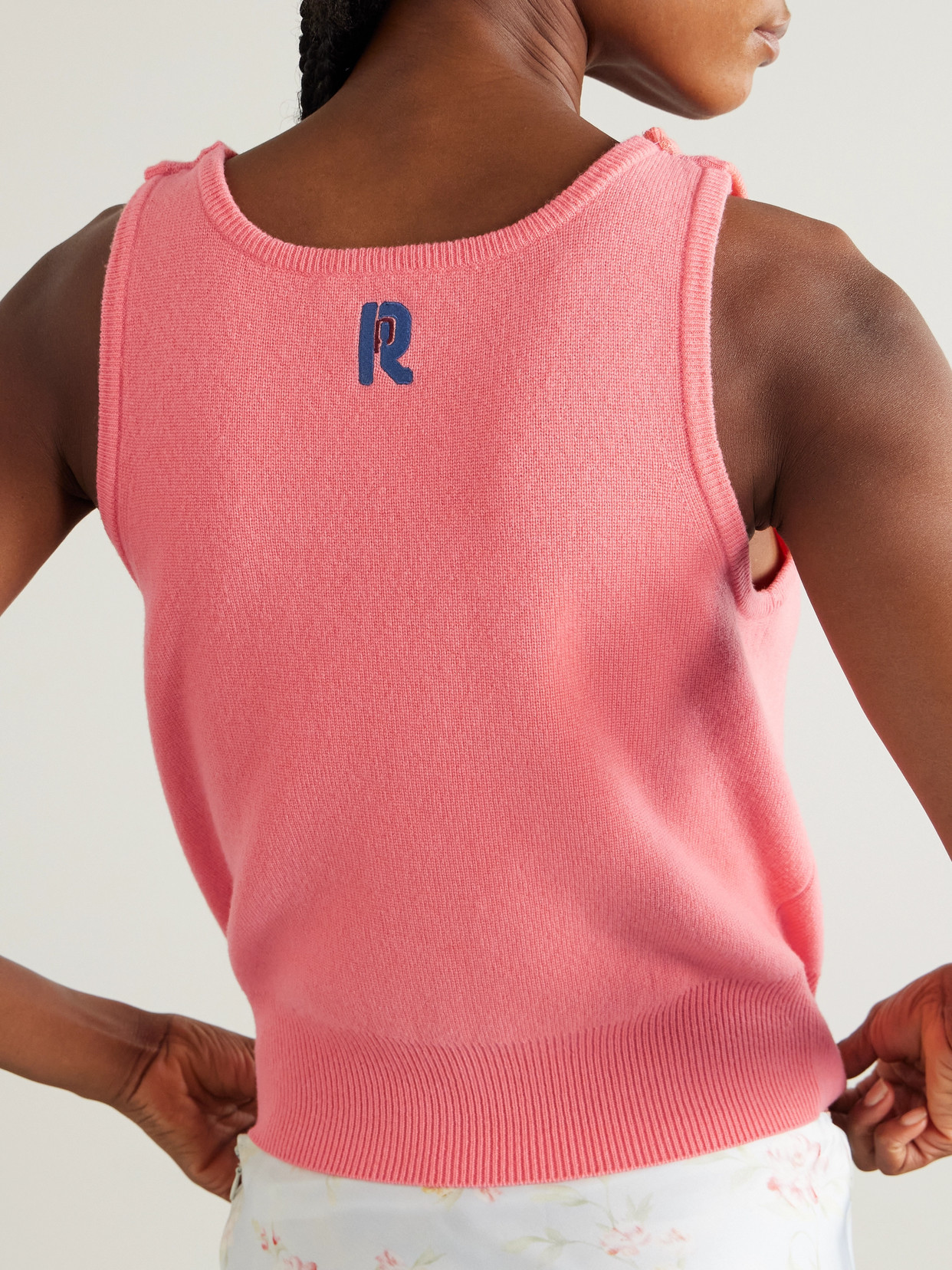 Rabanne Cropped Embroidered Crystal-embellished Wool And Cashmere-blend Top In Pink